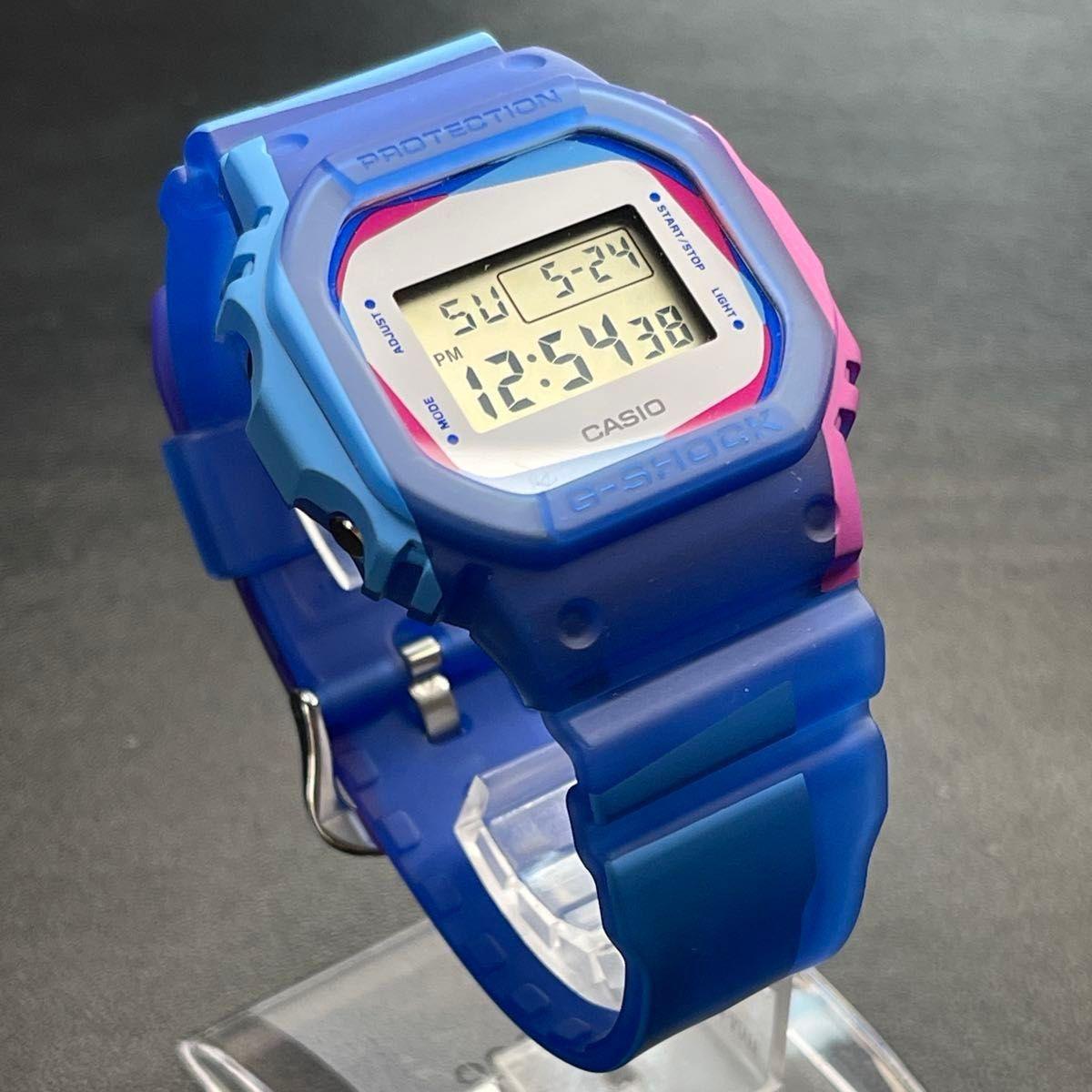 CASIO G-SHOCK DW-5600 Blue Pink Multicolor Digital with replacement belt and face [Unused]