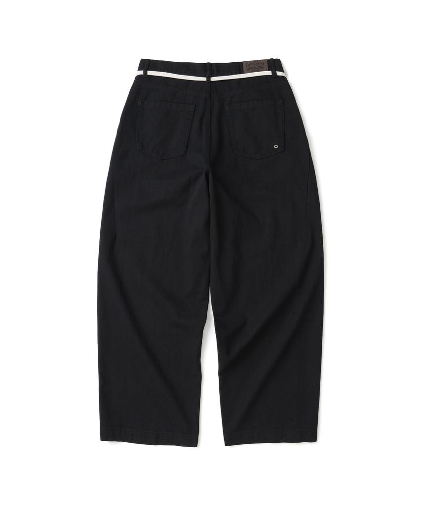 KNITTED Outstring Curved Cotton Balloon Pants Black
