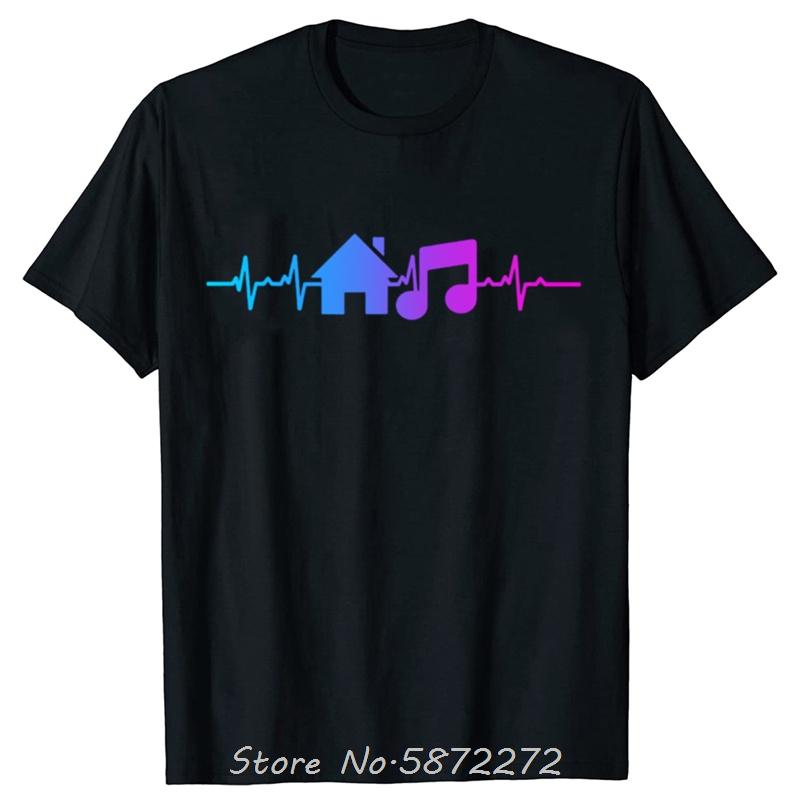 

Funny House Music Heartbeat Graphic Tshirts Cotton T Shirt Unisex Tshirt Oversized Tees Fitness Tops Mens Clothing Streetwear S