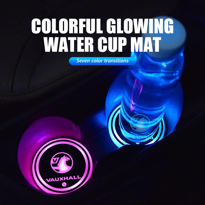 Car Colorful Luminous LED Atmosphere Light Cup Coaster Holder For Vauxhall VXR8 Insignia Vivaro Zafira Combo Movano Mokka GSe