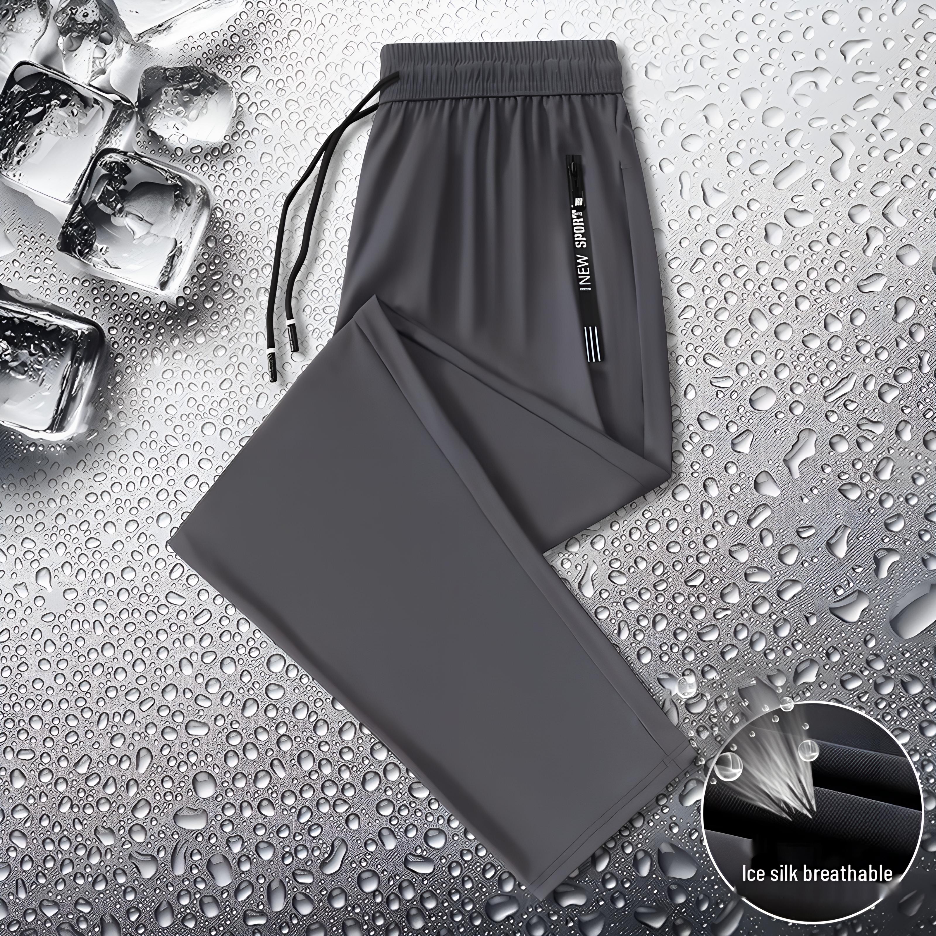 

Мужские быстросохнущие нейлоновые летние спортивные брюки Ice Silk - большой размер, повседневный прямой крой 8XL светло-серый