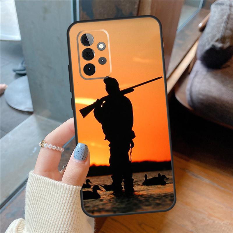 Hunter Man Fishing Dog Case For Samsung Galaxy A16 A13 A26 A36 A56 A06 A55 A35 A15 A54 A34 A14 A53 A12 A22 A32 A52