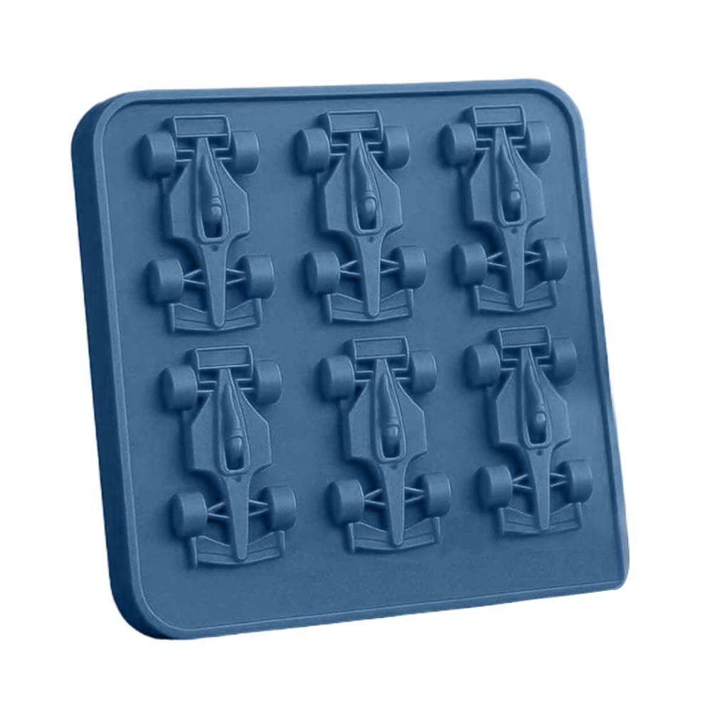 Formula Racing Car Ice Mold F1 Ice Mold Silicone Racing Car Jelly Mold 6-Cavity 3D Race Car Tumbler Ice Cube Tray Baking Tool 6