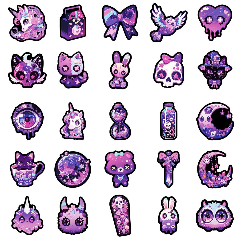 50 Purple Gothic Graffiti Stickers DIY Personalized Handbook Material Waterproof Stickers