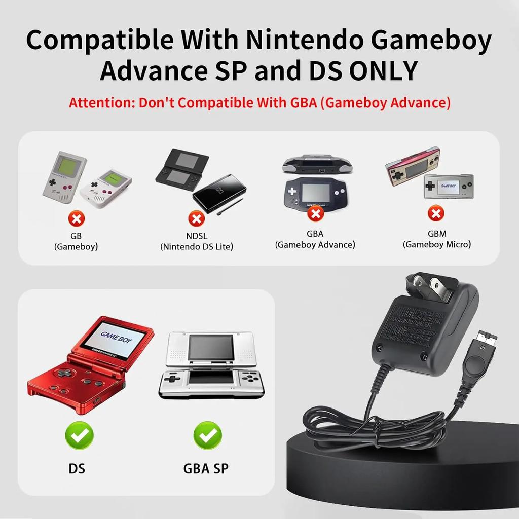 AC 100-240V Vintage Game Console Replacement Charger for Game Boy Advance SP & NDS Power Adapter Portable Travel Wall Charger