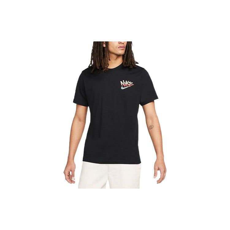 Nike Sportswear Abstract Letter Pattern Crew Neck Short Sleeve T-Shirt Men Tops Black DQ1408-010