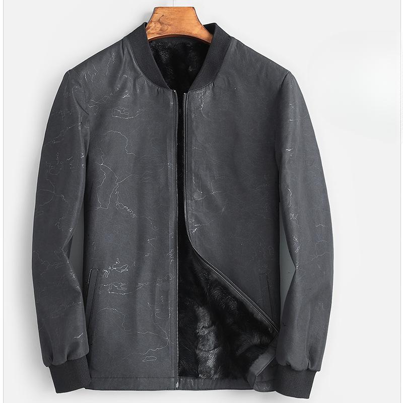 Whole Mink Liner, Mink Fur Integrated Men's Leather Leather Jacket, Fur Jacket Medium and Long Goatskin