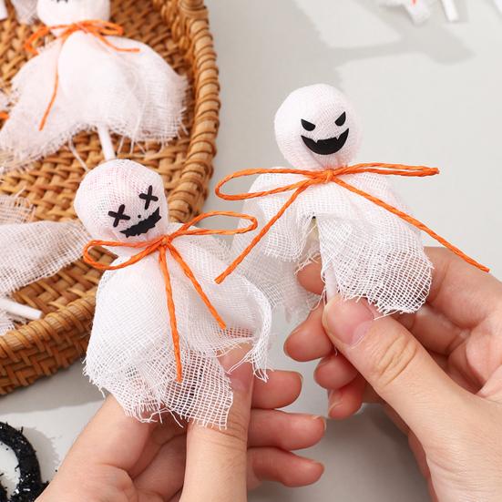 12 Pcs Halloween Ghost Lollipop Wrappers White Cloth Ghost Candy Wrappers for Homemade Candy DIY Trick or Treat Party Decoration