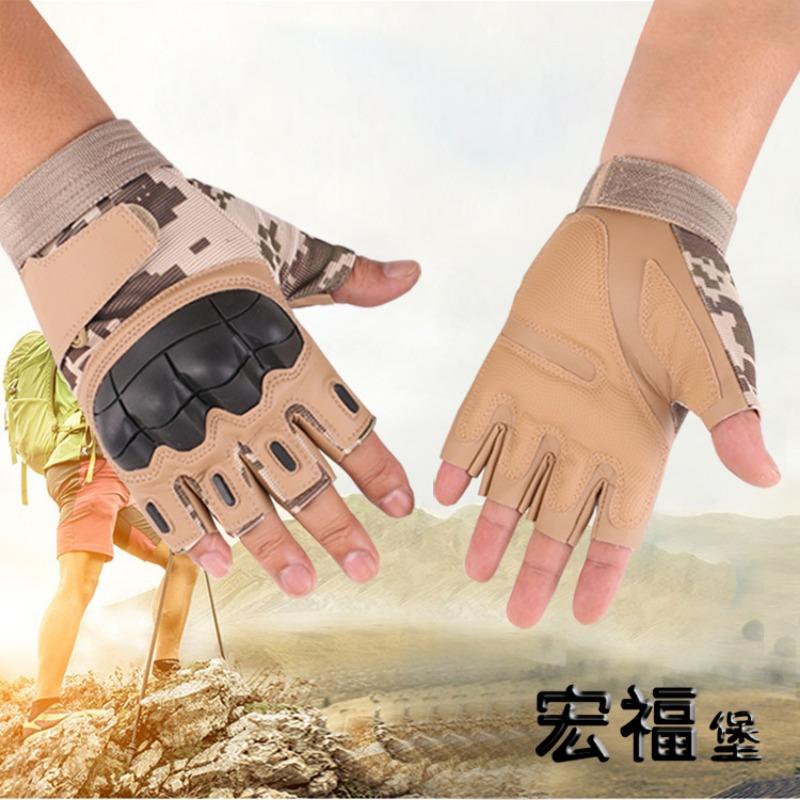Guanti Tattici Fan Militari Prestazioni sul Campo Nero Outdoor Britannico Equitazione Taglio Resistente Sport Fitness Guanti a Metà Dito con Guscio Duro