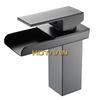 Black Plated Brass Waterfall Bathroom Basin Faucet Square Vanity Sink Mixer Hot & Cold Lavotory Tap Single Handle YT-5018-H
