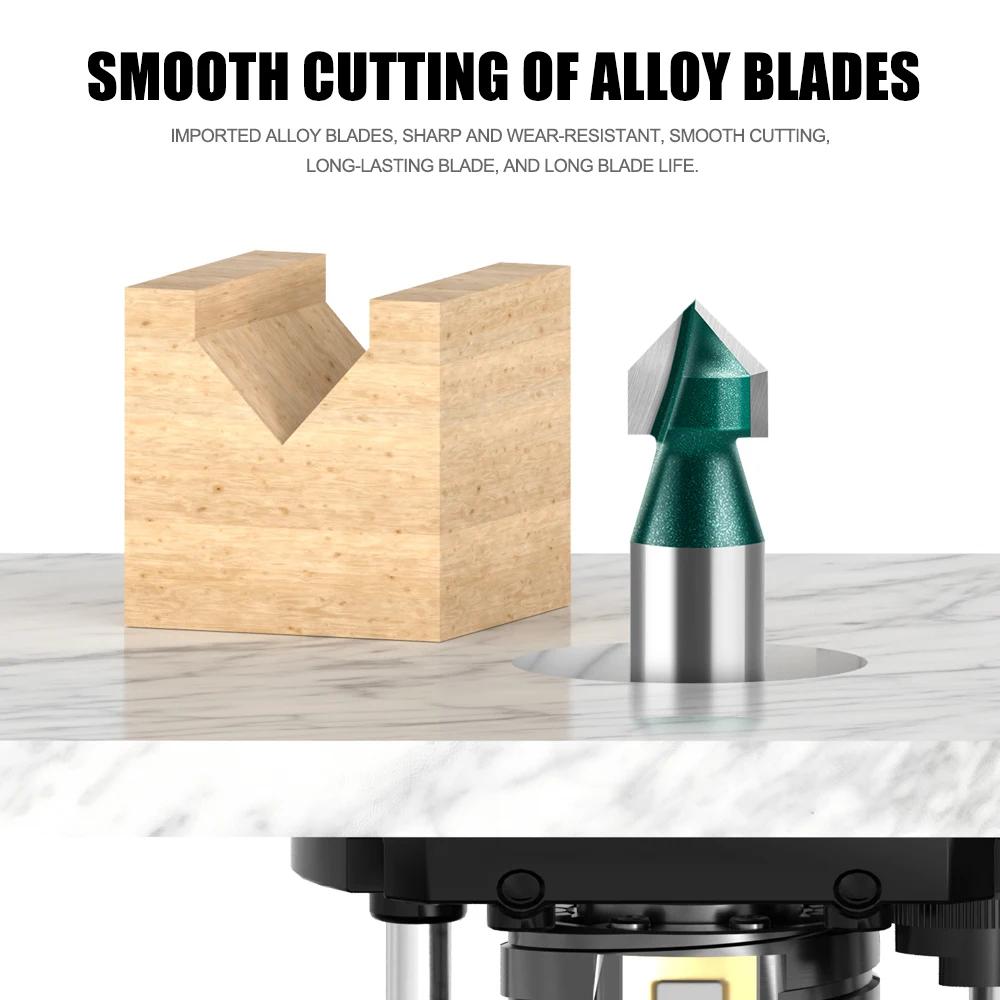 Aluminum-plastic Plate Slotting Cutter Wall Folding Cutter 6mm 1/4" Shank Professional Grade 90 Degree V-Shaped Router Bit