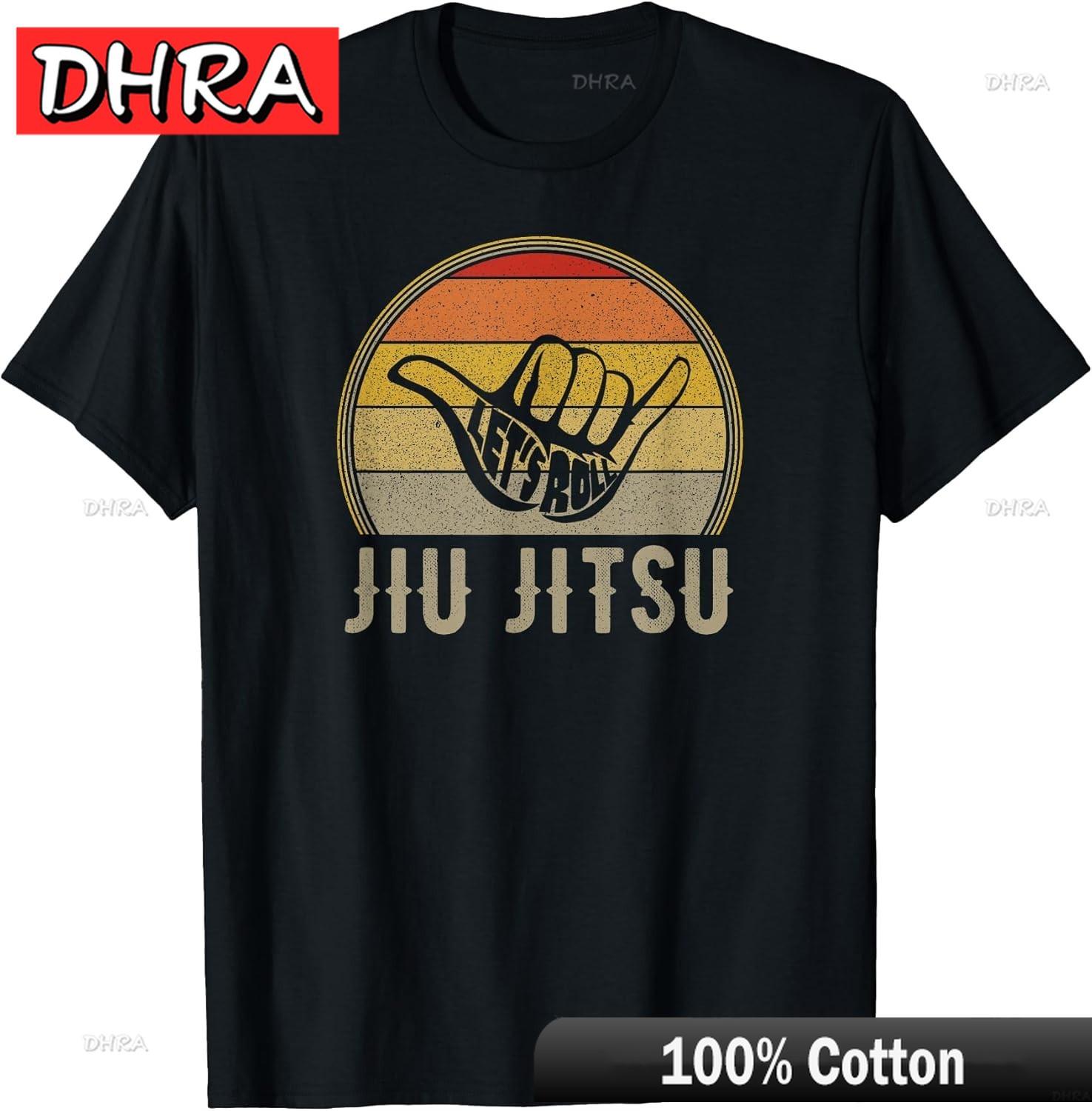 Retro Sunset Jiu Jitsu Shaka Hand Lets Roll T-shirt M