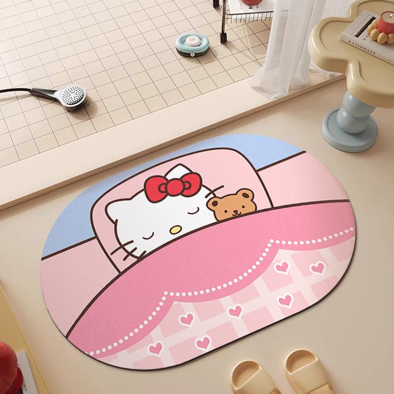 Hello Kitty Quick-Dry Non-Slip Diatomaceous Earth Bath Mat - Absorbent and Easy to Clean