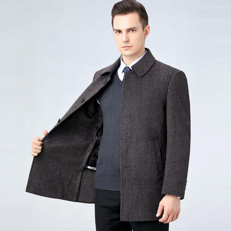 Autumn and winter middle-aged double-sided cashmere coat men's medium-length thickened business casual woolen top jacket