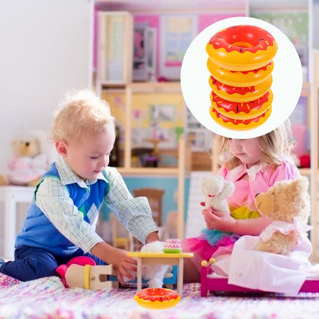 10pcs Ring Swim Mini Rings Swimming Toy Pool Miniature Dollhouse Inflatable Floating Lifebuoy Floaties Floats Tiny House Aid