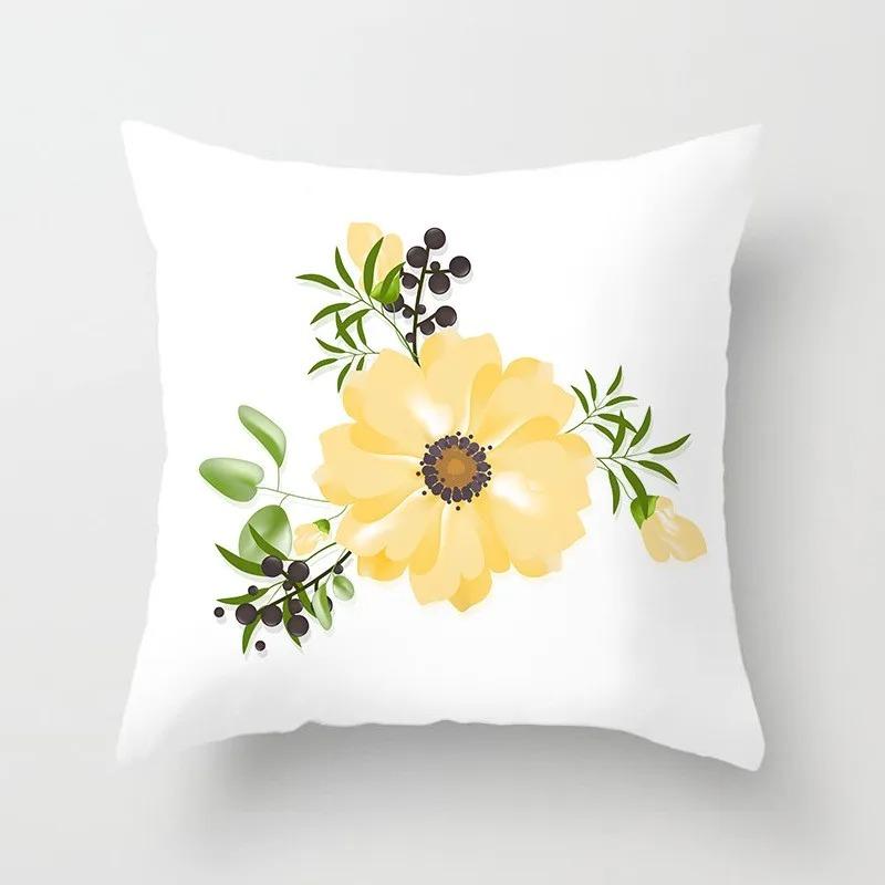 Yellow Flower Pillowcase Office Living Room Home Pillowcase Car Ornaments