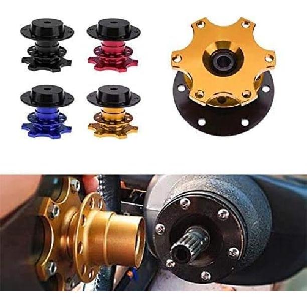 BestTeam Universal Steering Wheel Snap Off Quick Release Hub Adapter Boss Kit With 6-Hole Steering Wheel Hub (Red)