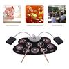 Portable Silicone Drum Pad Electronic Folding Drum Set With Drum Sticks Foot Pedals Cartoon Design