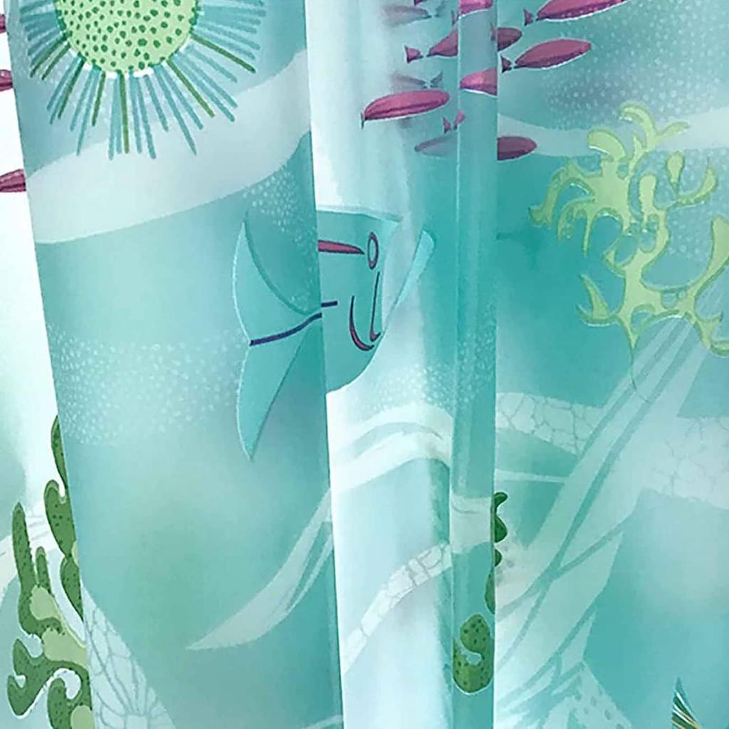 Underwater World Fish Shower Curtain, Ocean Tropical Fish Shower Curtains, Waterproof Transparent EVA Bathroom Decor Set with Hooks, Cute Shower