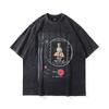 American Vibe Lazy Wind Wash Old Small Neckline Short Sleeve T-Shirt Men'S Casual Street Tide Brand Half Sleeve Tee