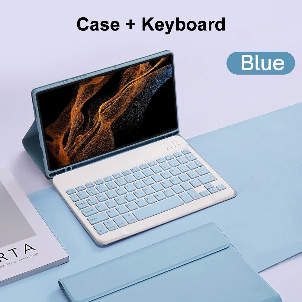 Bluetooth Keyboard Case for Samsung Galaxy Tab S8 Ultra 14.6 Inch 2022 12 Inch Tab A9 S9 Fe Leather Cover with S Pen Holder Tablet Case