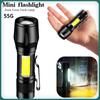 Mini Portable LED Flashlight COB+XPE Rechargeable Torch Camping Lantern Zoomable Flashlight Tactical Flashlight with Pen Clip