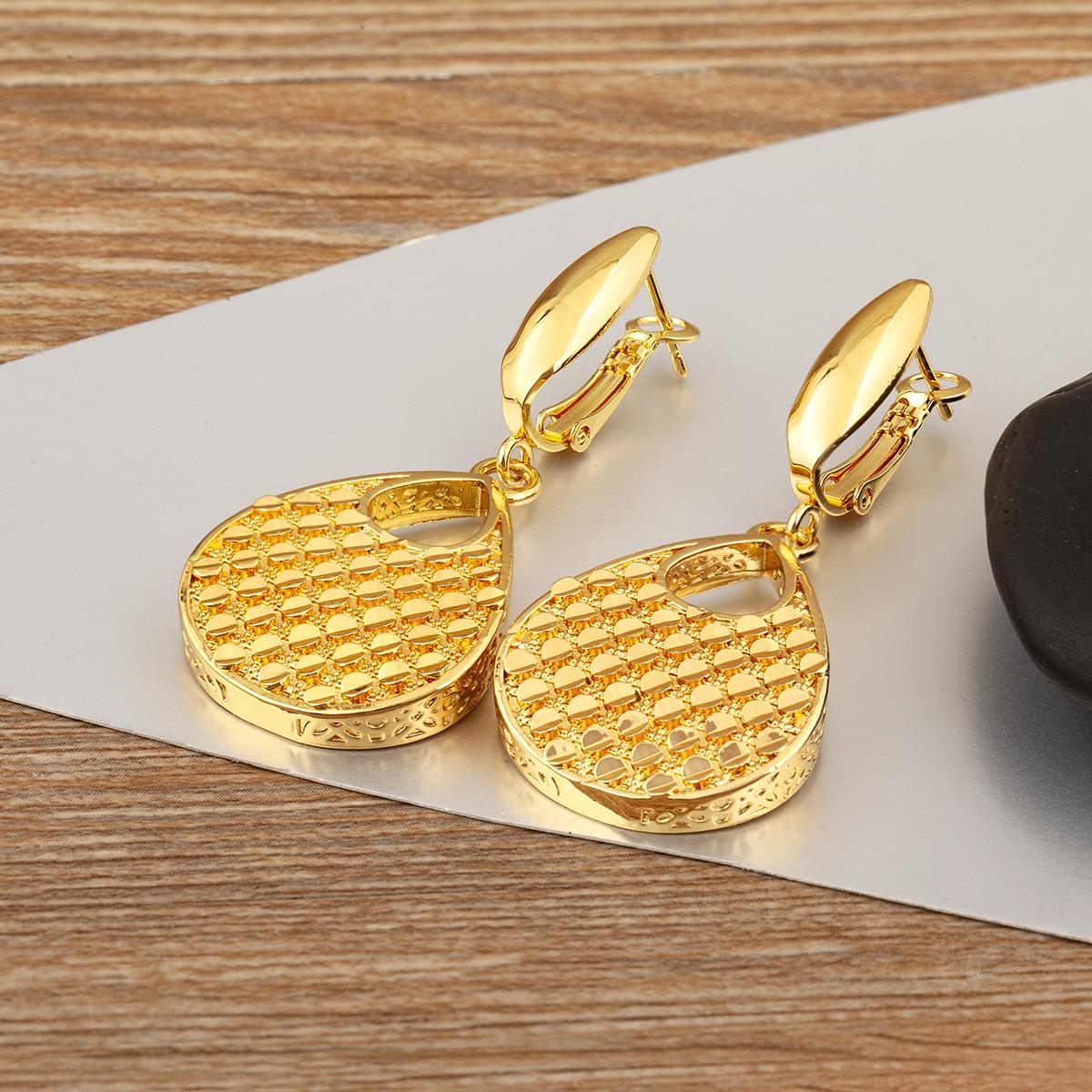 

Nidin New Retro Water-drop/Doughnut Shape Copper Drop Earrings For Women Female Bohemia Style Bridal Wedding Party Ear Jewelry