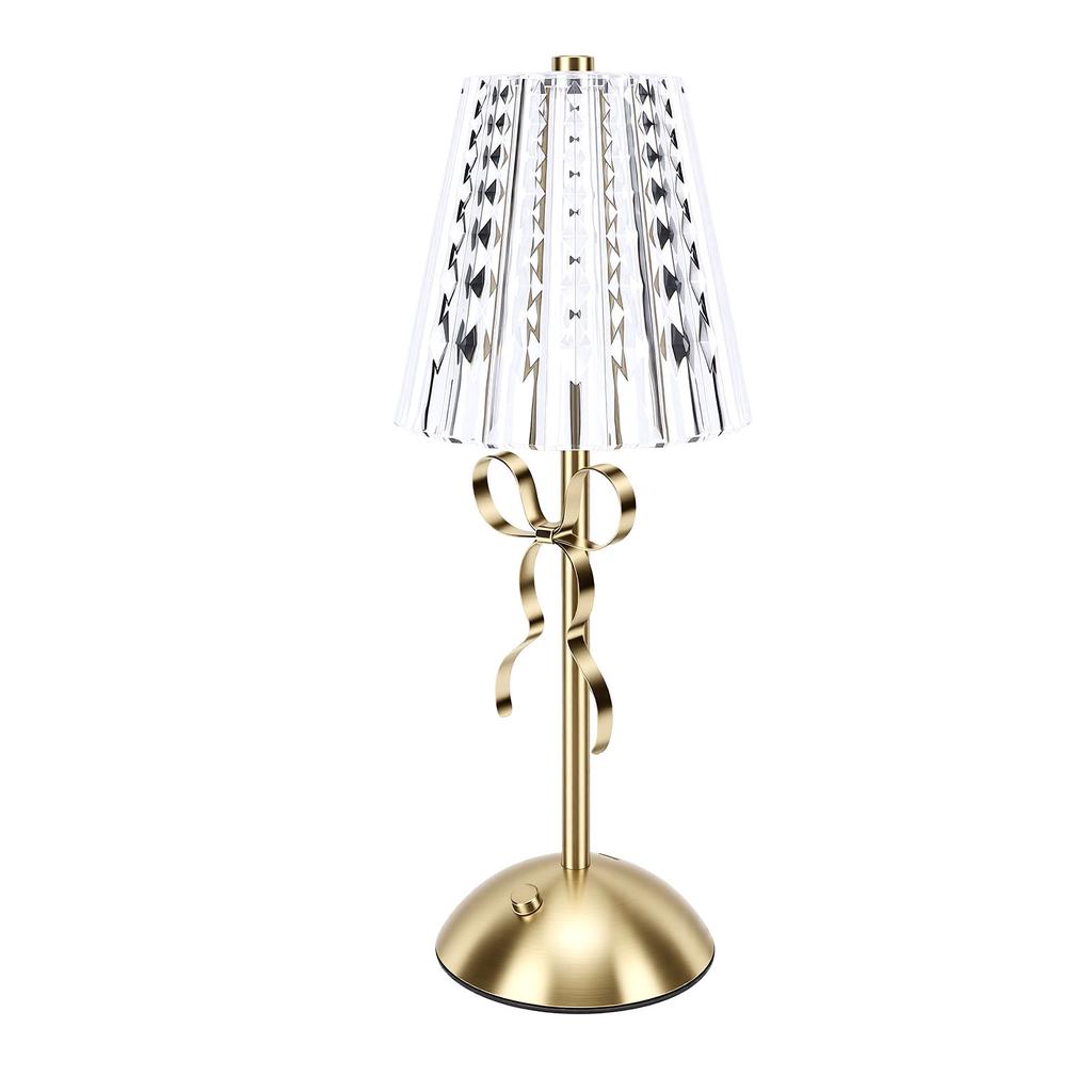 Table Lamp Cordless Rechargeable Vintage Desk Lamp with Bow for Bedroom Living Room Dining Room