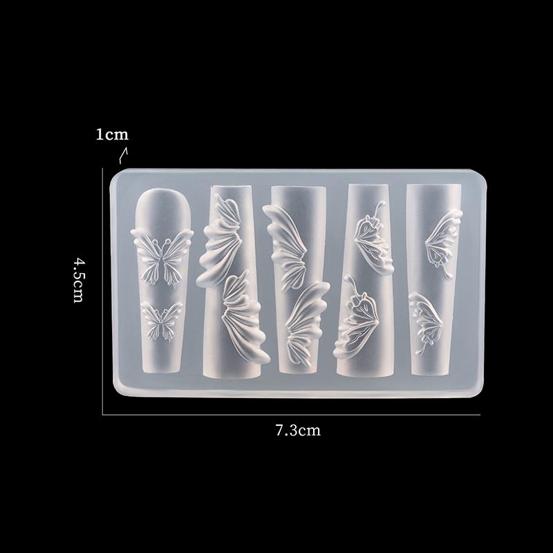 3D Bowknot Silicone Nail Mold Flower Petals Butterfly Heart Diy Design Manicure Template Carving Nail Art Stencil Tool