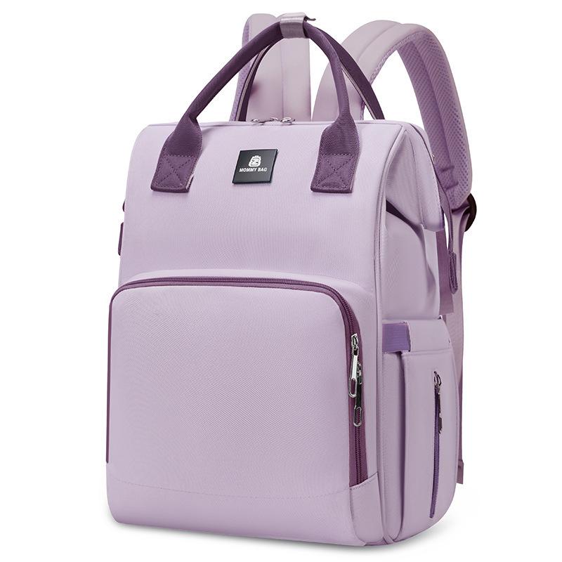 Solid Color Large Capacity Storage Mommy Bag, Lightweight Mother and Baby Backpack Baby Portable Waterproof Travel Diaper Bag for Going Out Handbag