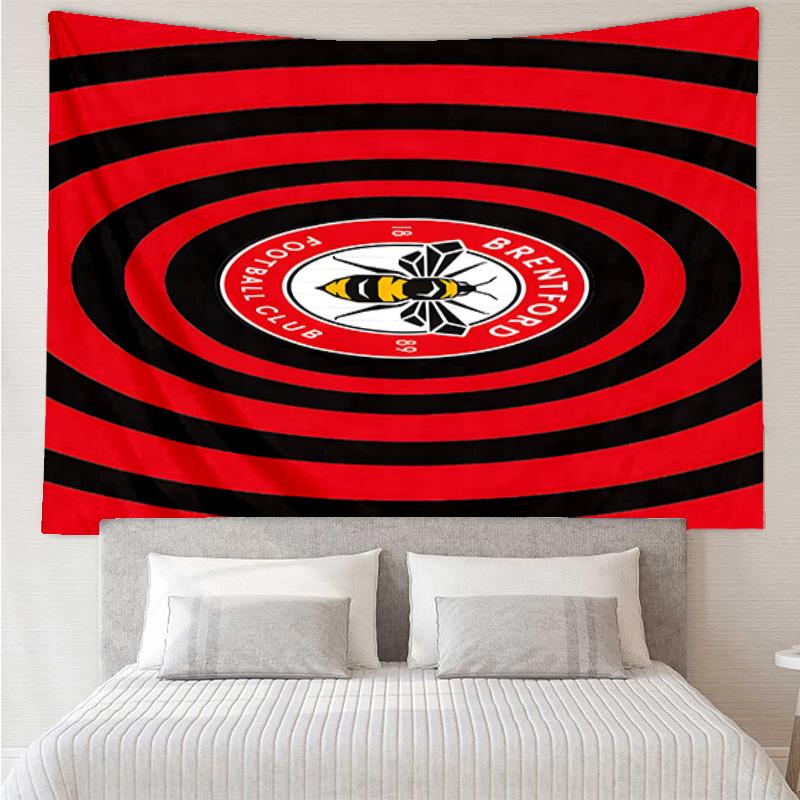 1PC Brentford Football Club Crest Printed Tapestry Room Decoration Wall Hanging for Living Room Bedroom, dormitory, Birthday and Christmas gifts
