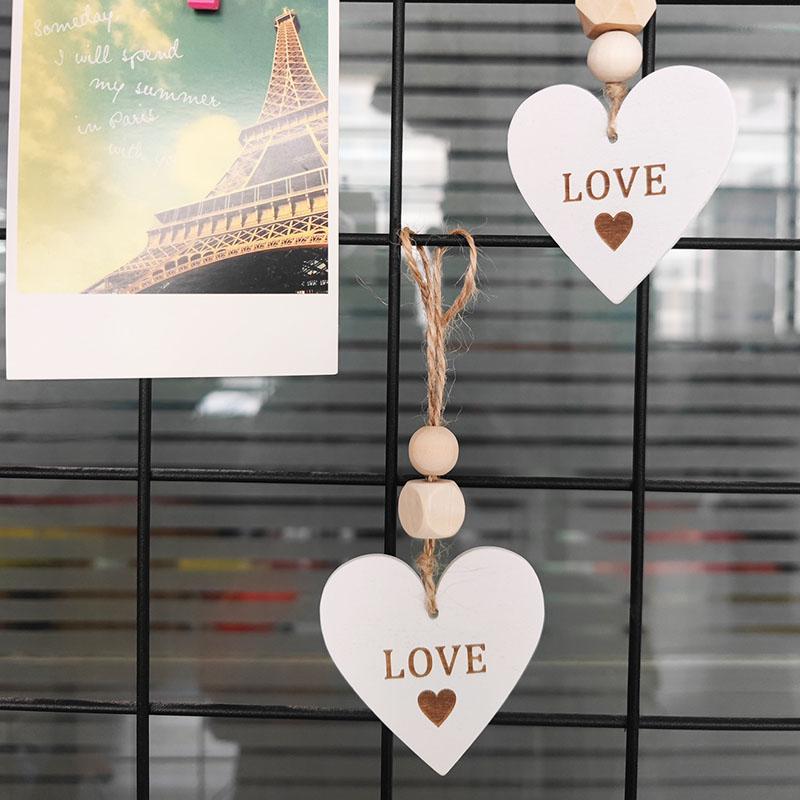 1Set Ornament Party Decoration Hanging DIY With Wood Beads Heart Jute Rope Tassel Craft Christmas Tree Heart Shape