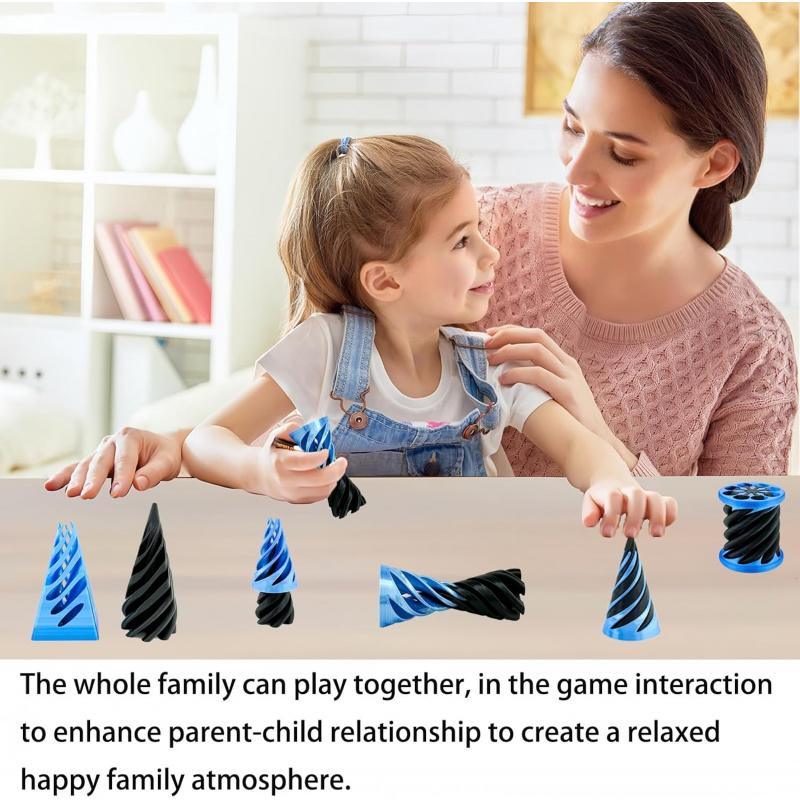 3-Pack Impossible Spiral Cone Stress Relief Toy 3D-Printed Vortex Line Pyramid Illusion Toy Desktop Stress Relief Ornament