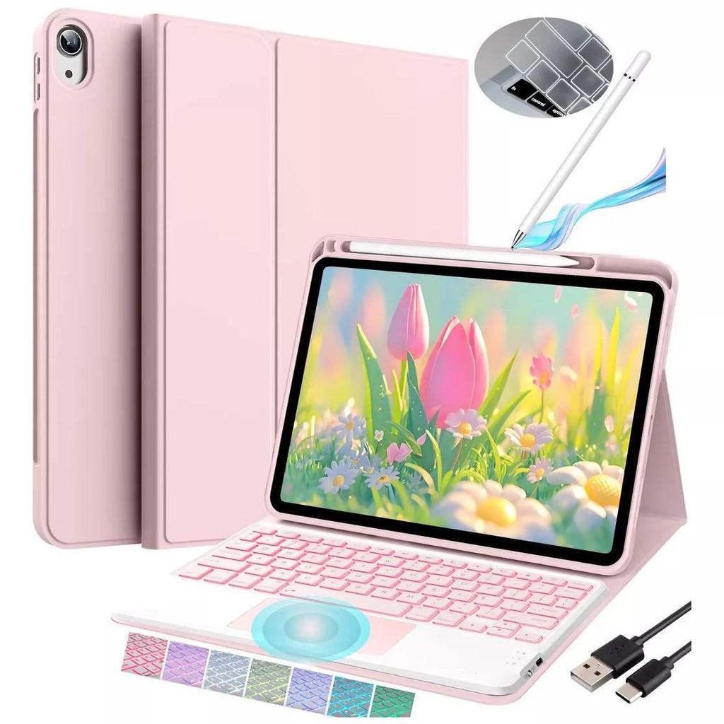 Compatible Bluetooth Keyboard Case for 2025 iPad11 A16, 10th Gen 10.9" with Pen Slot and Backlit Touchpad
