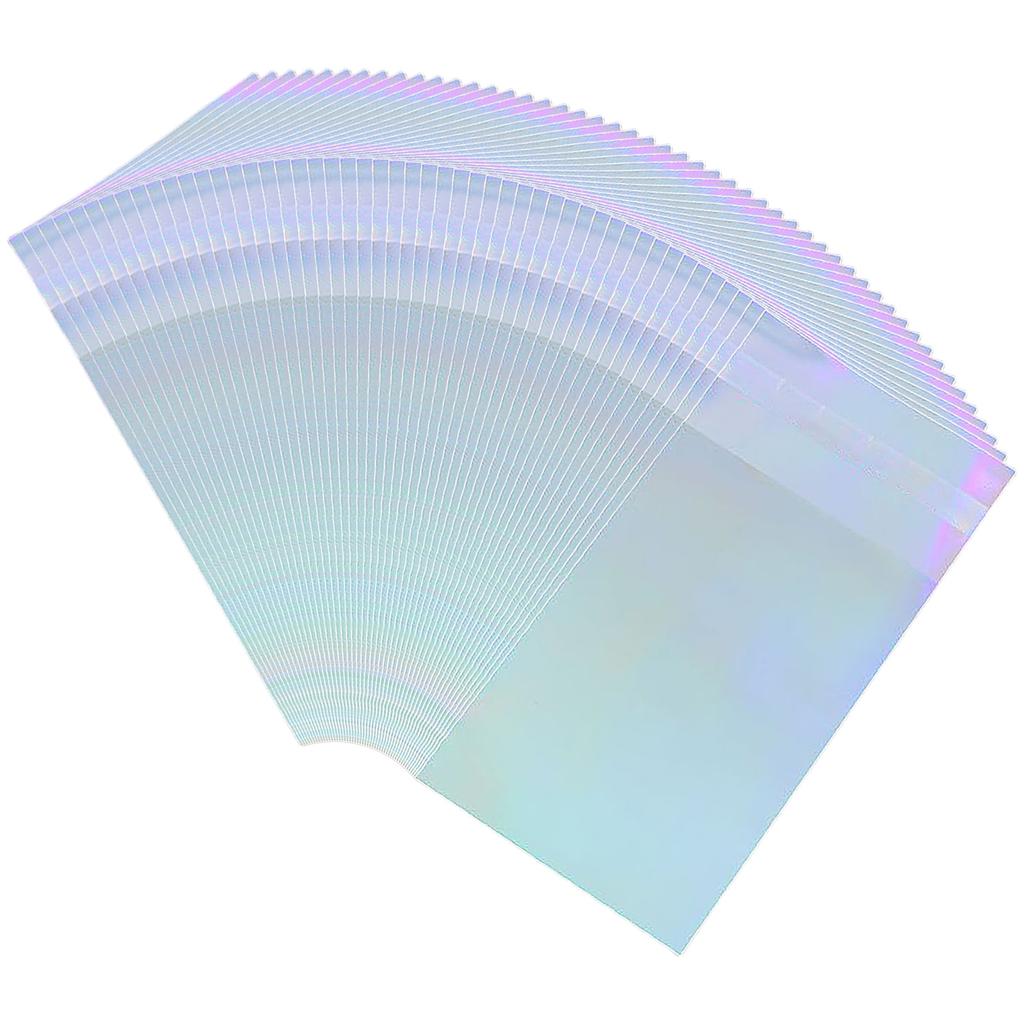 50Pieces Holographic Mailing Envelopes Rainbow Flat Foil Bags With Self Adhesive Seal For Courier And Gift Packaging