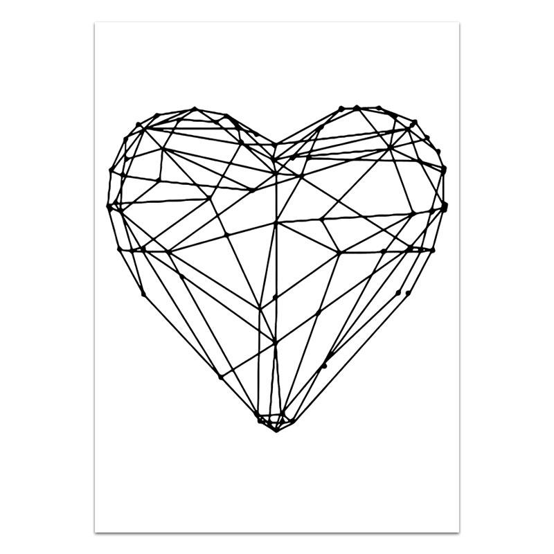 LOVE Wall Art Canvas Poster and Print Hexagon Graphic Abstract Painting Minimalist Nordic Decoration Pictures Modern Home Decor