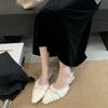 Huge Gentleness~! Fairy Wind Bow-tie Bag Head Sandals Women Wear Pointed Special-shaped Thick-heeled Rabbit Fluffy Shoes In Autumn and Winter