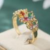 Classic Inlaid Multicolored CZ Women's Ring Trendy Gold Color Geometry Daily Wear Party Jewelry Anniversary Gift