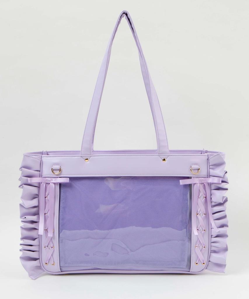 WEGO Sparkling Frilled Ita Decorative Clear Perfect for and Live Gift for Size Light Purple Lace-Up Bag, Bag, Bag, Multi-functional, Oshikatsu,