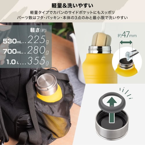 Atlas 700ml Vacuum Insulated Stainless Steel Water Bottle, Cold & Hot Water Insulation, Lightweight, Direct Drinking, Easy to Clean, Outdoor Use, WENS