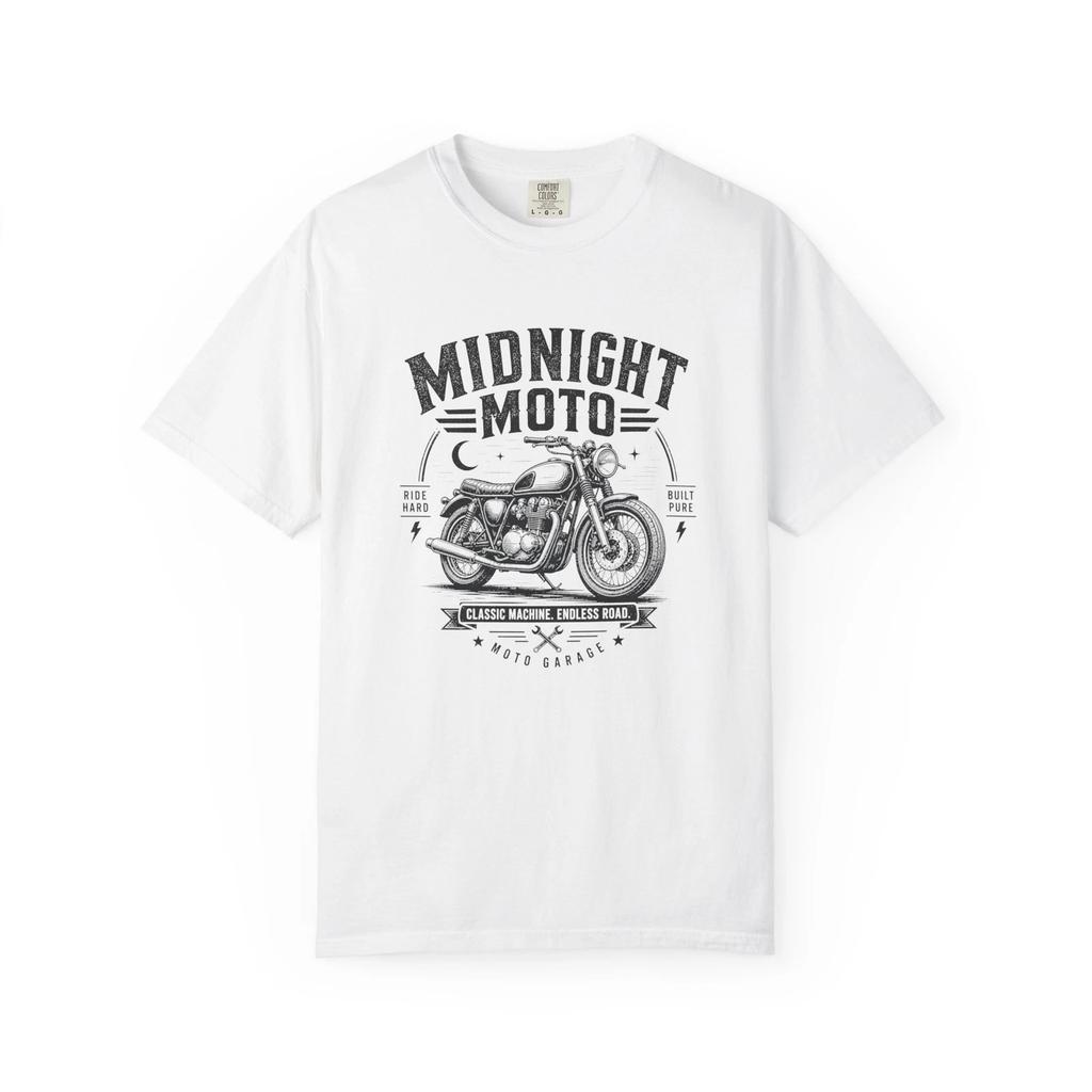 Midnight Moto Vintage Motorcycle Garage Graphic T-T-Shirt