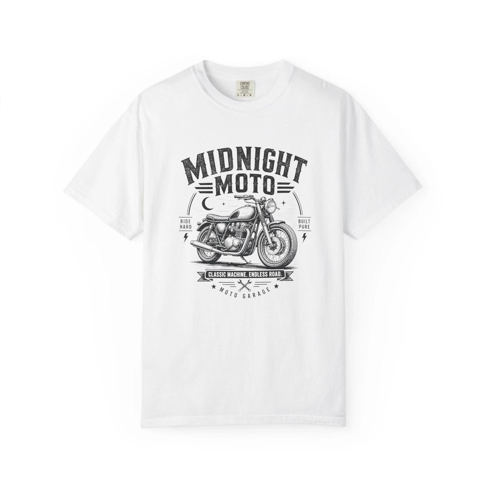 Midnight Moto Vintage Motorcycle Garage Graphic T-T-Shirt S