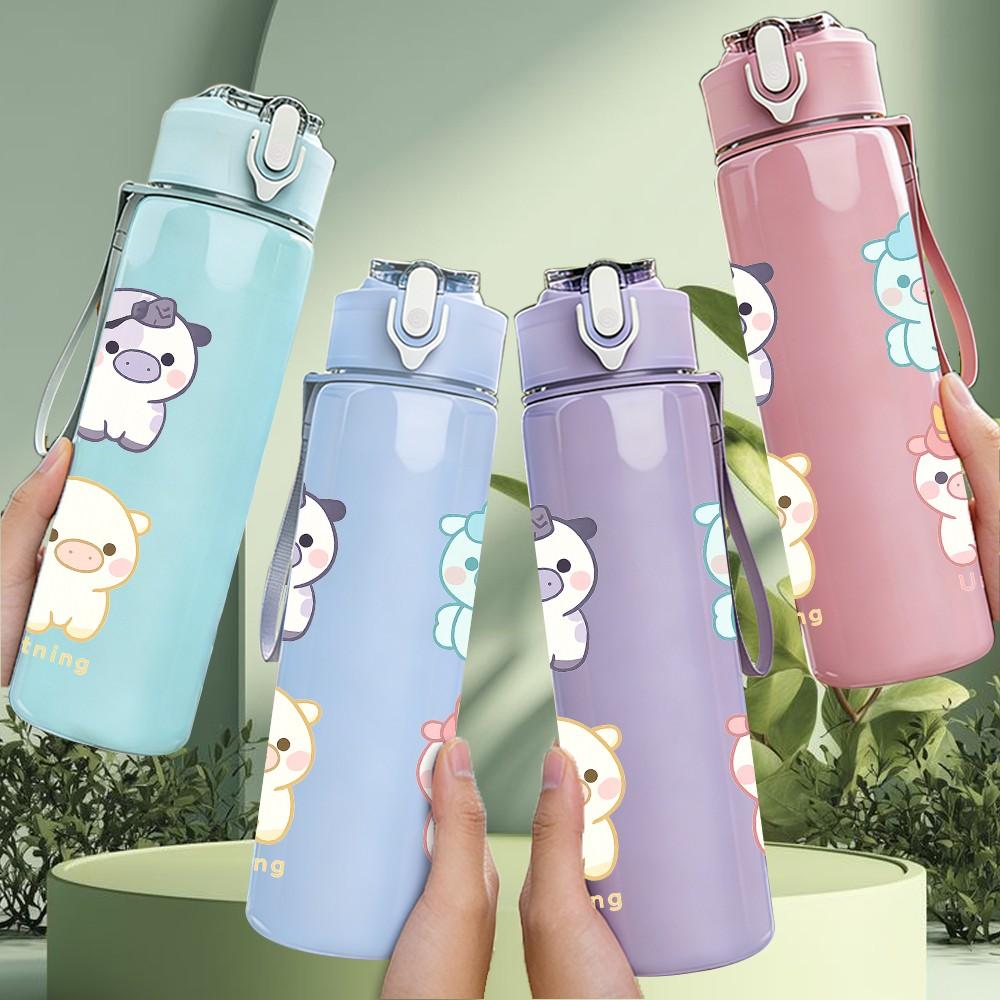 1PC Sheep Unicorn Seamless Pattern 750ml Color Plastic Sports Water Bottle Leakproof Flip Straw Lid Suitable for Sports Office Home Use