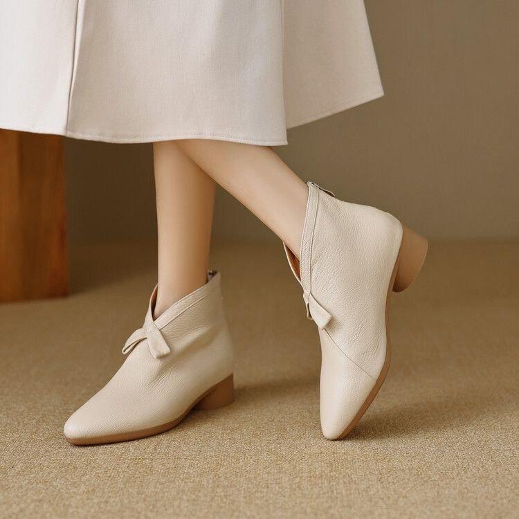 French bow velvet short Martin boots autumn and winter soft leather soft sole thin boots v small ankle boots