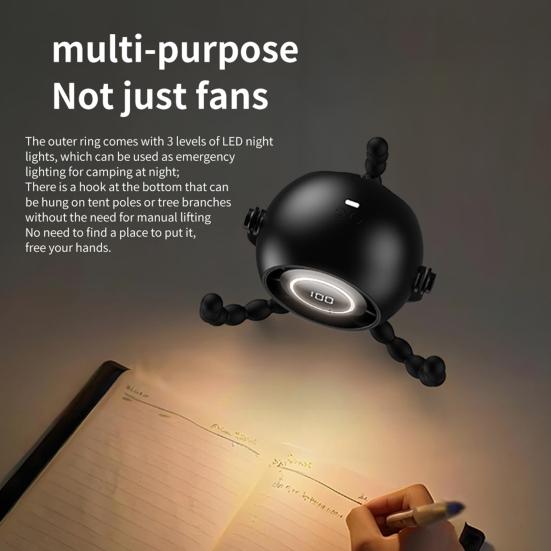 Portable Stroller Fan 3 Speed Pinch-Proof Mini Baby Fan Rechargeable LED Display Car Seat Crib Travel Cooling Fan with Flexible
