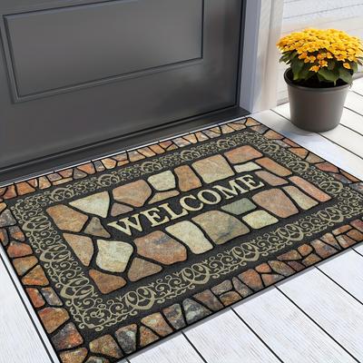 Non-Slip Stone Pattern Welcome Doormat Indoor Outdoor Entrance Carpet Home Decor Floor Mats
