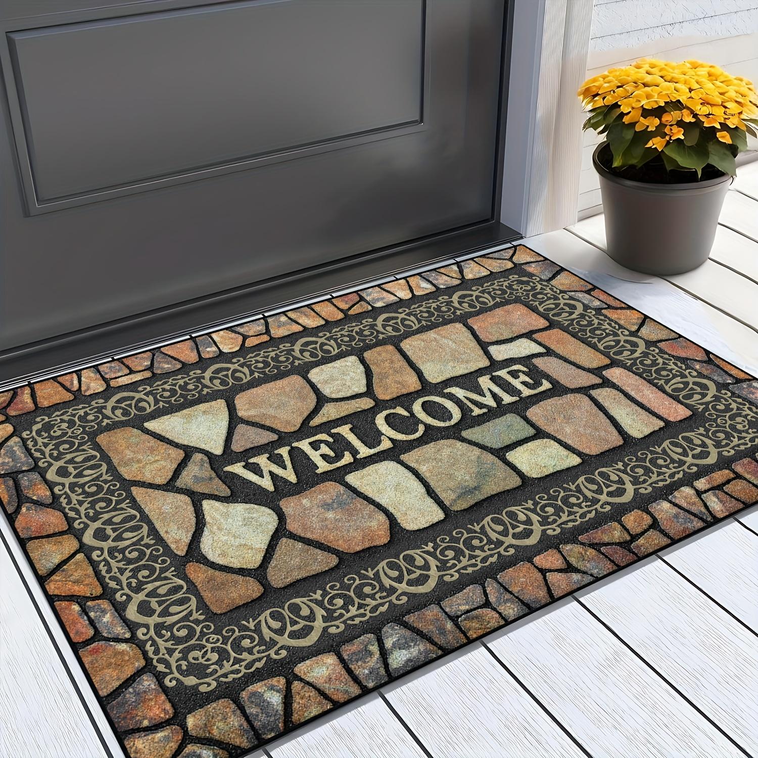 

Stone Pattern Welcome Mat - Natural Rock Texture Rug for Indoor & Outdoor Entryway , Non-Slip Machine Washable Decor Carpet 40x60cm