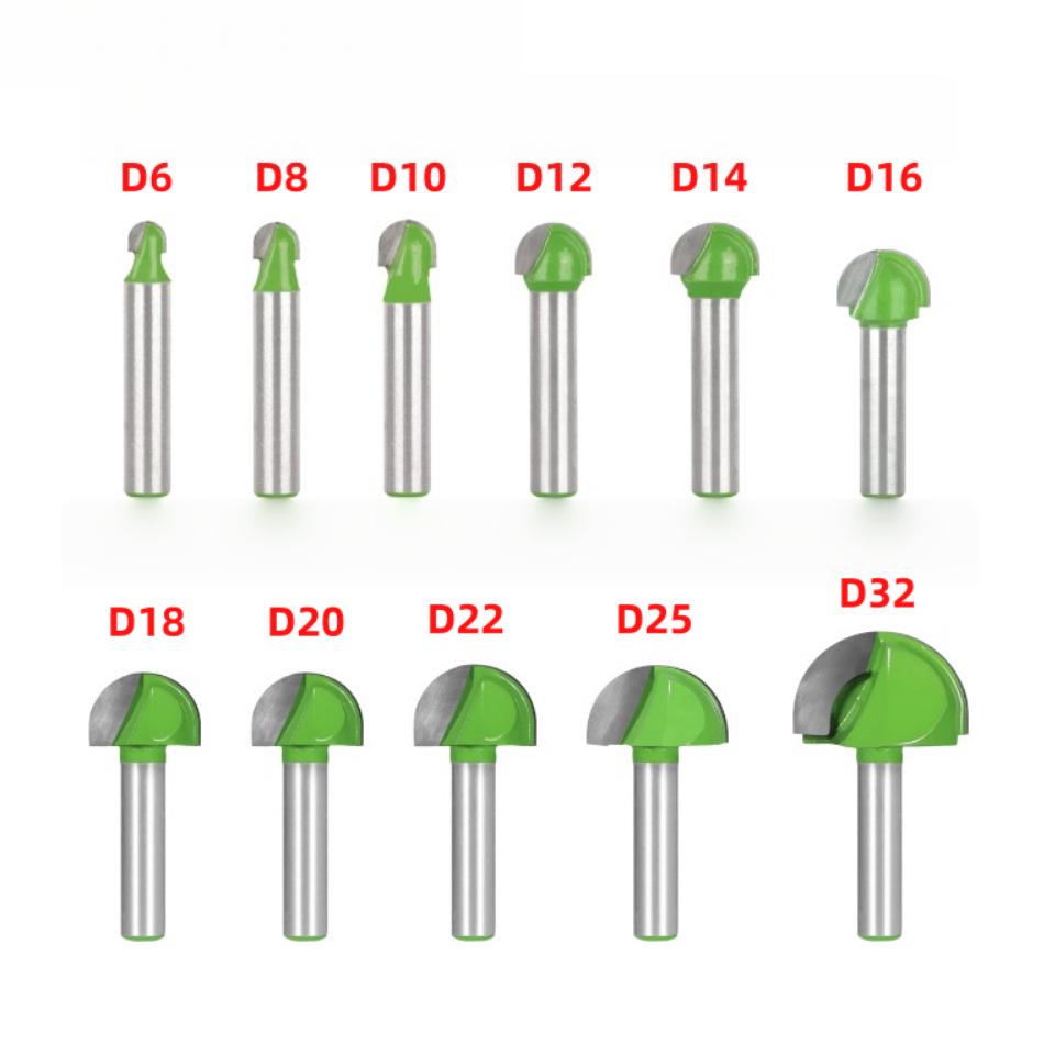 8-Pattern Round Bottom & Head Woodworking Milling Cutter, Grooving & Trimming Router Bit for Engraving & Bakelite Milling