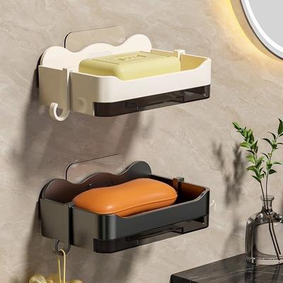 New Bathroom Soap Holder Free-Punching Wall Mounted Soap Sponge Holder Organizer Double Drainage Soap Dish Bathroom Accessories