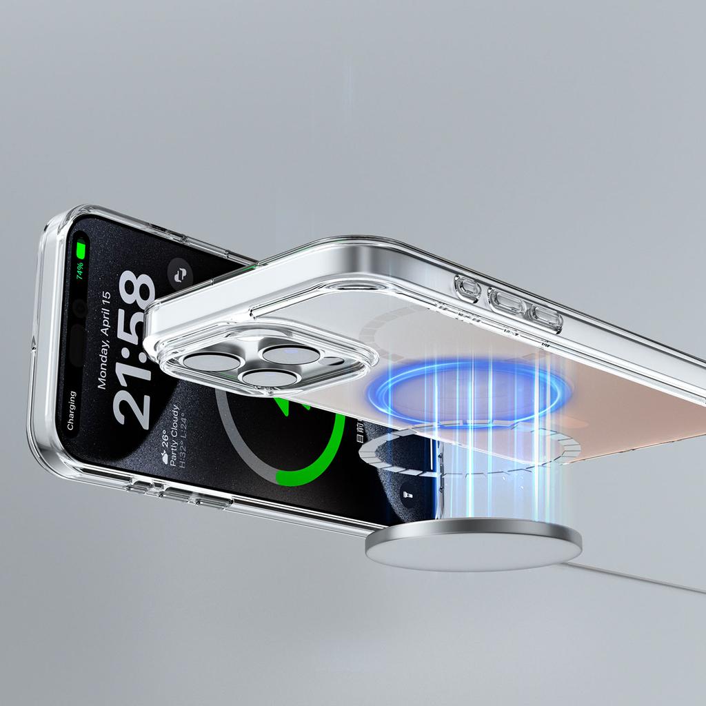 For iPhone 16 Pro Case Compatible with MagSafe Transparent Gradient Hard PC Phone Cover